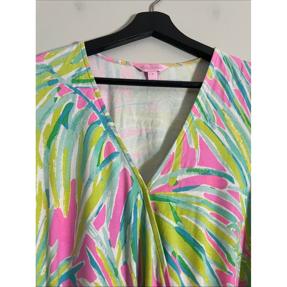 Lilly Pulitzer Romper Cotton Jersey Tropical Palm Print S Resortwear - Picture 5 of 12